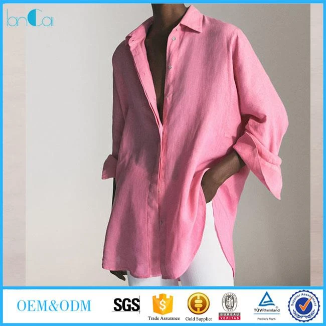 New Arrival Women Oversize Linen Blouse